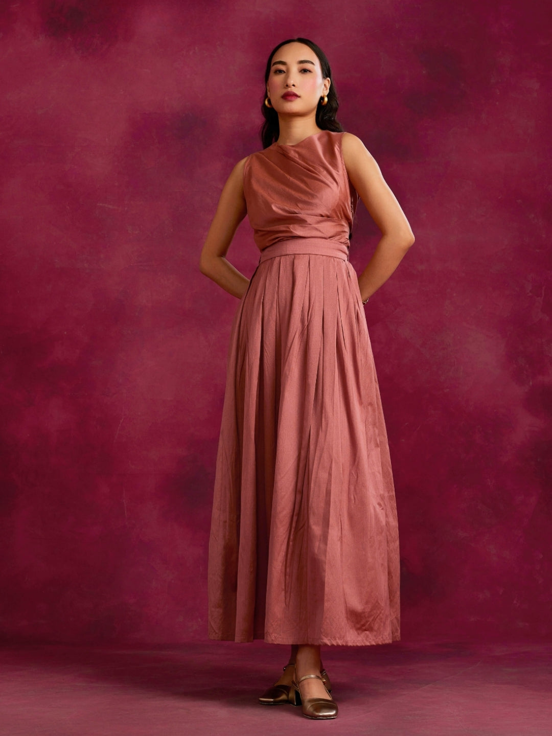 Pleated Draped Bodice Top