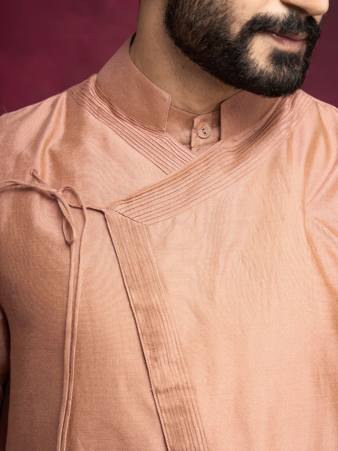 Mandarin collar Straight kurta- Coffee brown