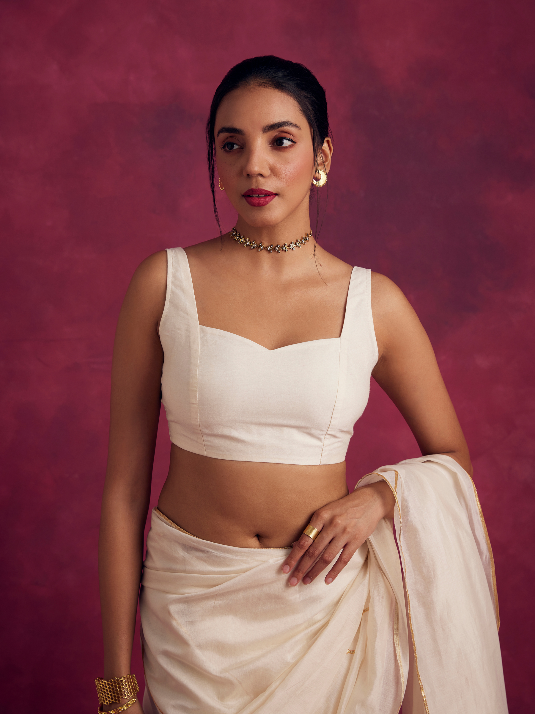 Adjustable strap blouse- Ivory