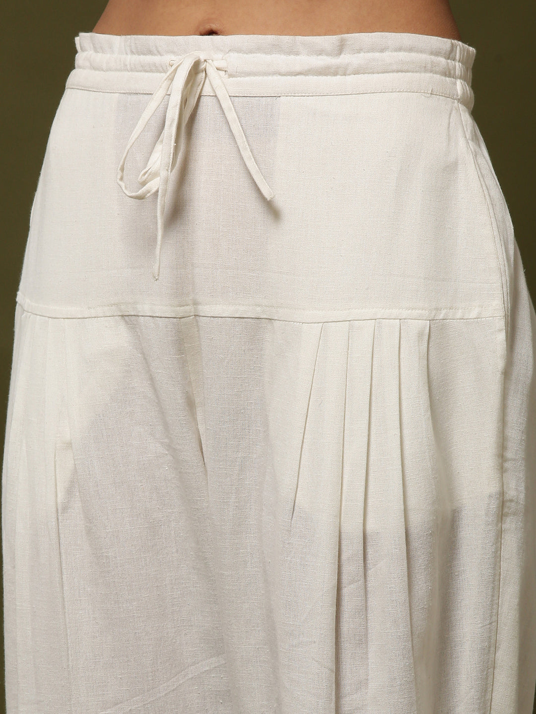 Regular salwar pants with schiffli cuff- off white
