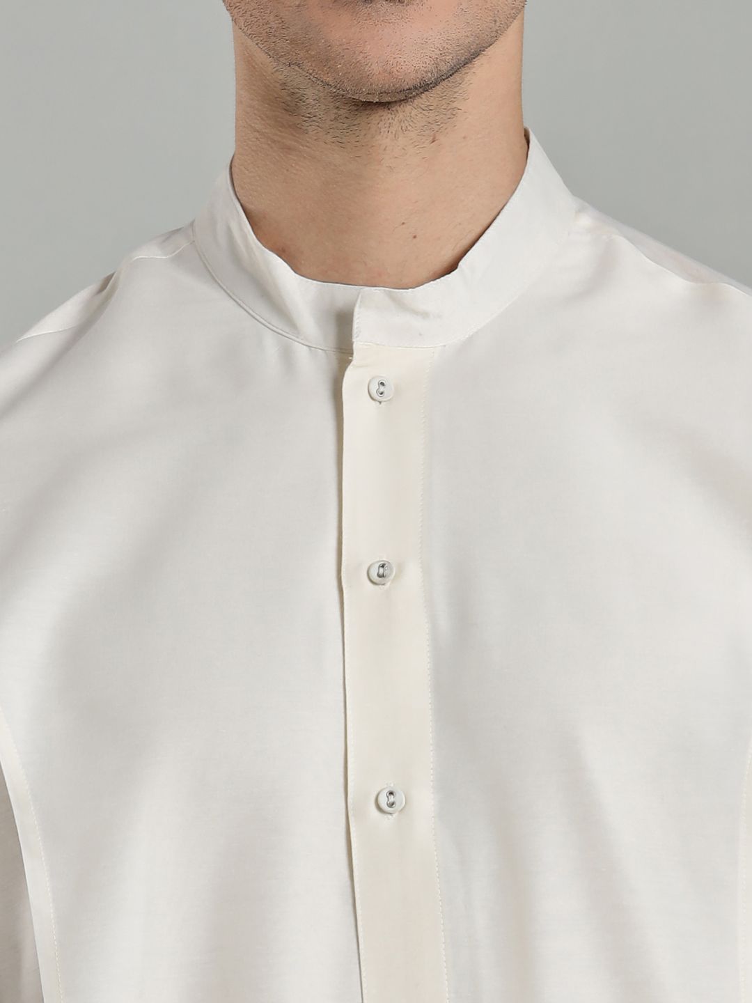 White Flap Detail Button Down Kurta