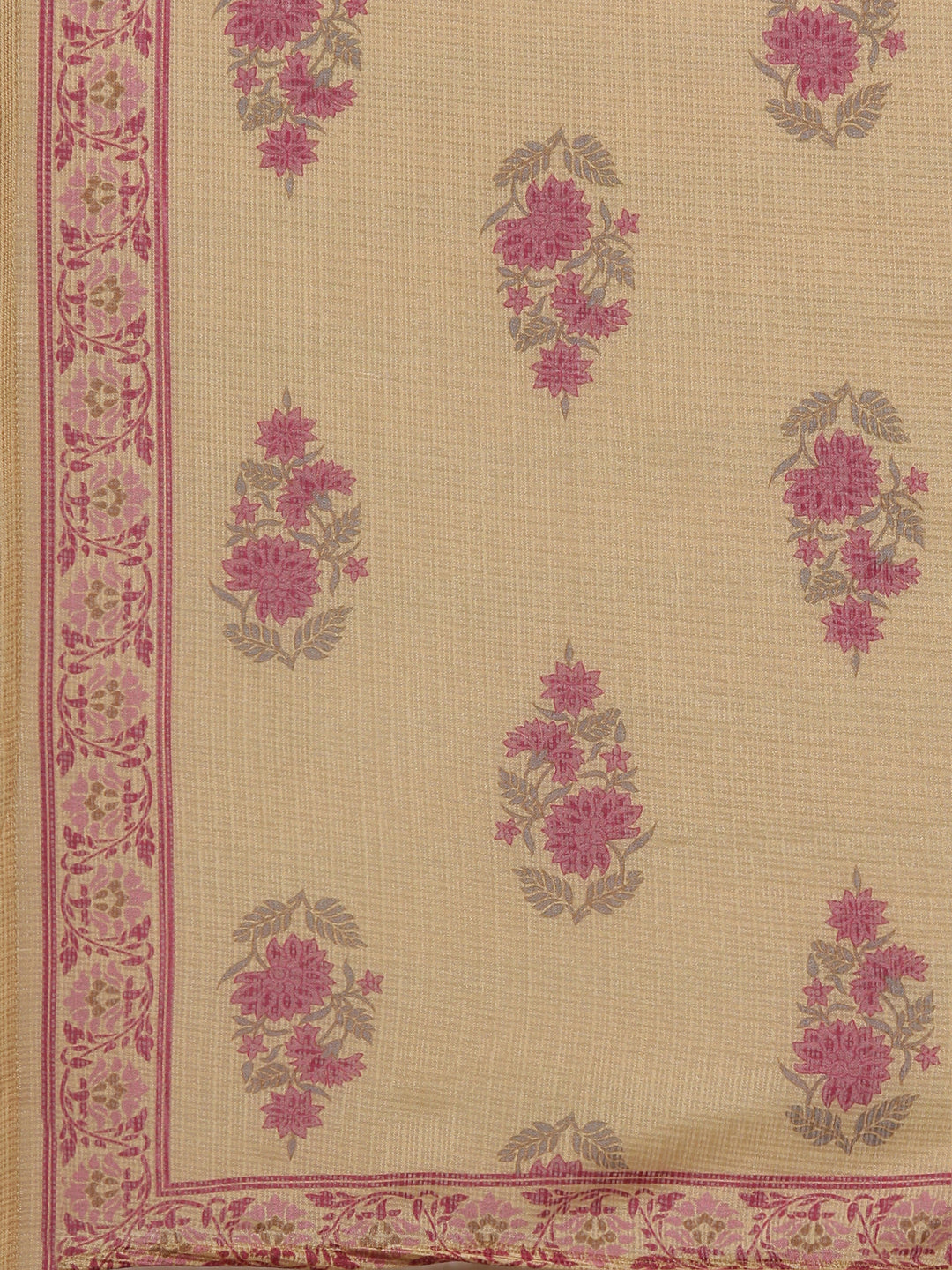 Embroidered 3pc kurta set with contrast print dupatta-pink