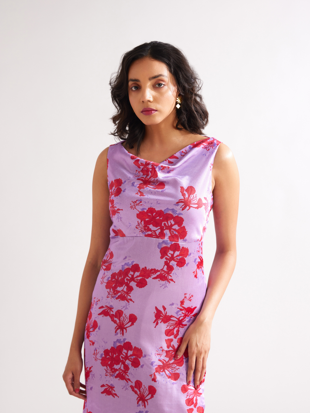 Gulmohar back cross drape Straight kurta paired with dhoti pants- Lavender