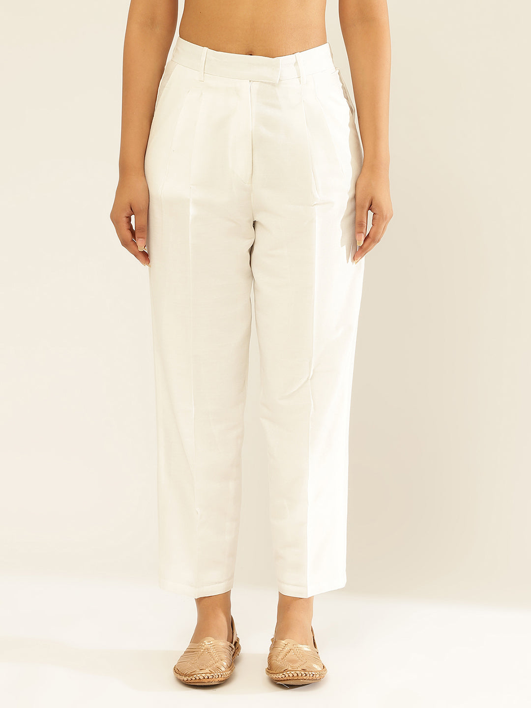 Cotton Semi-Formal Trouser-Pearl White