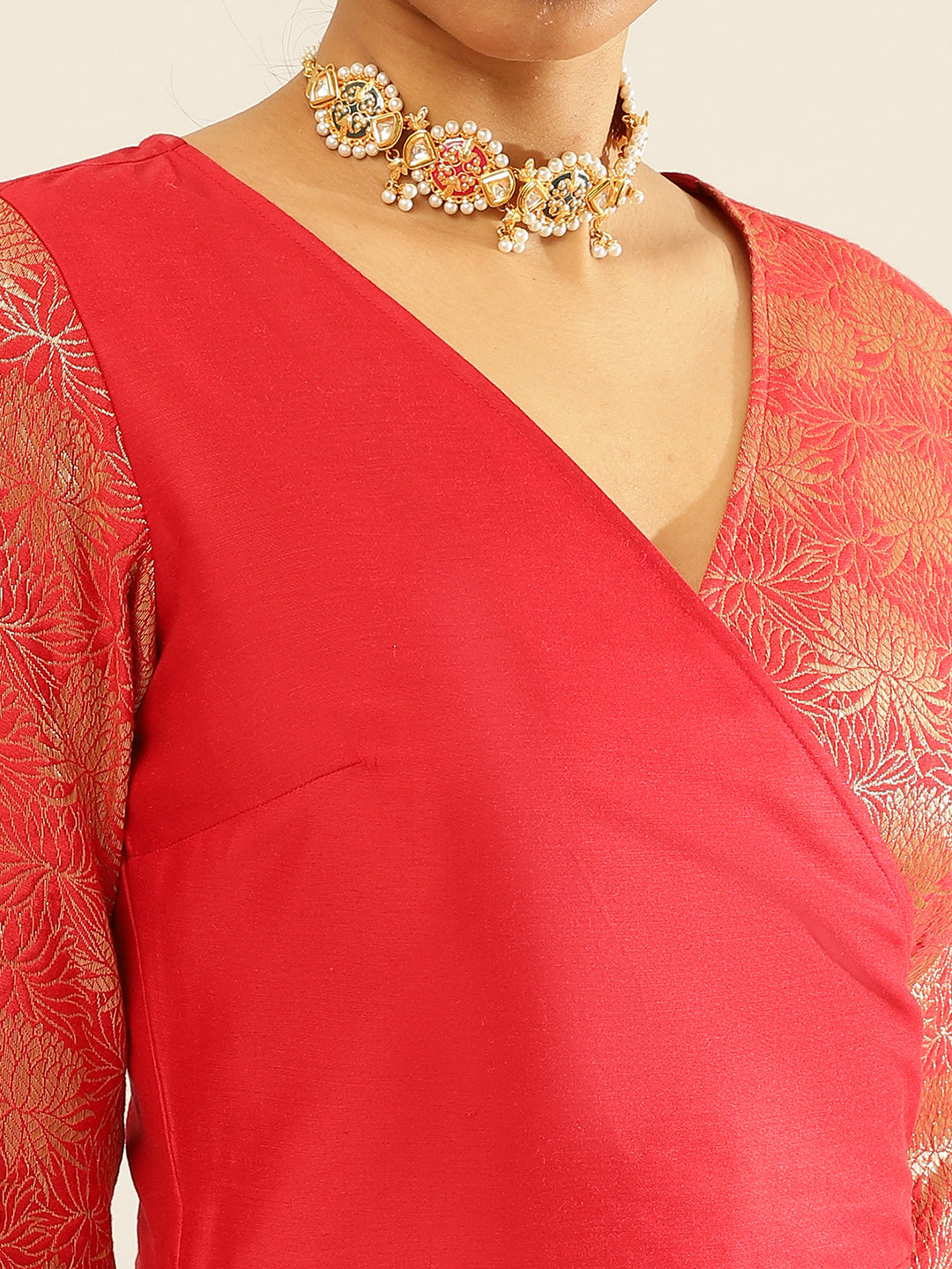 Overlapped zari Banarasi Kurta Set