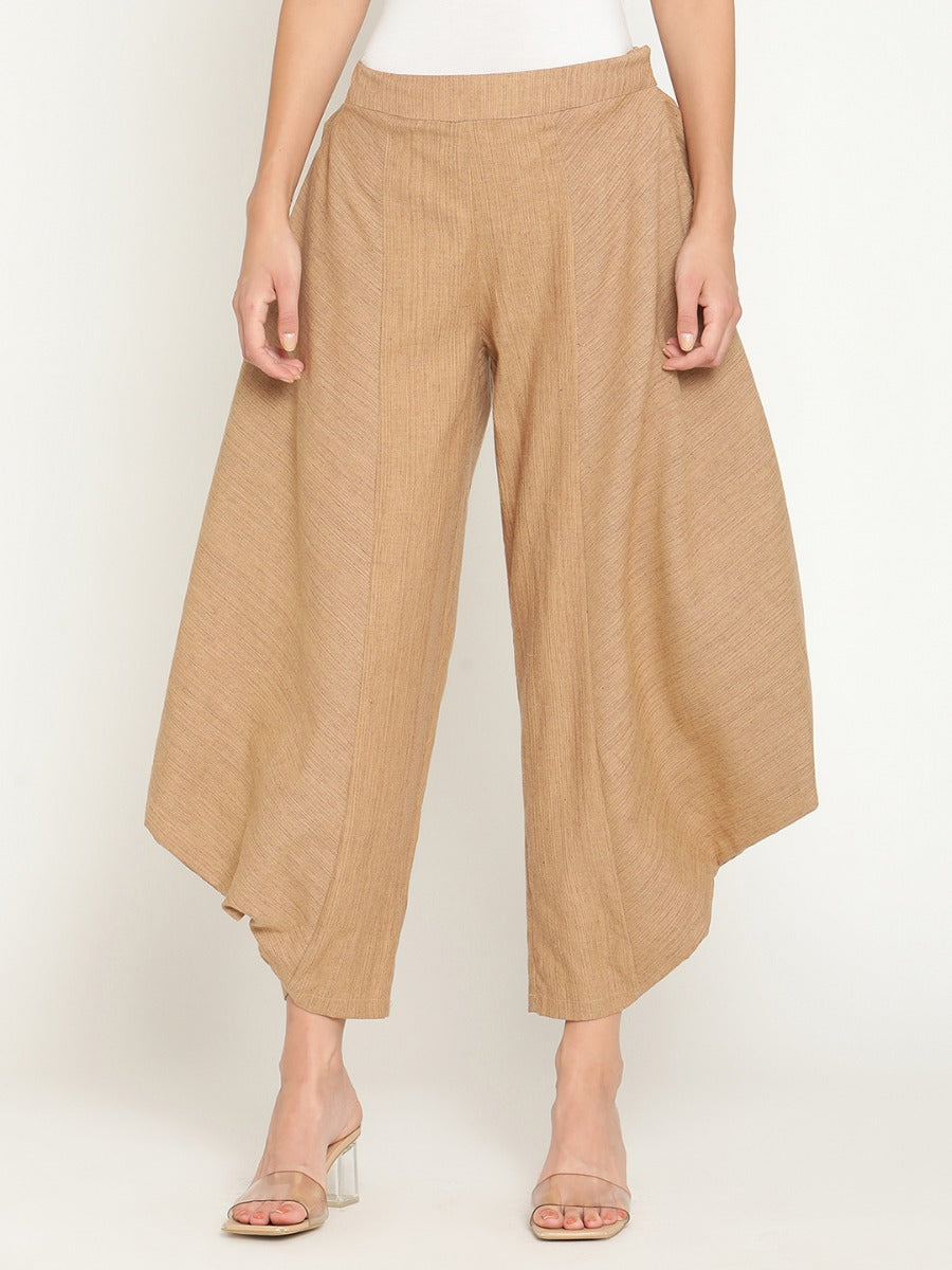 Russet Brown Straight Pants With Elasticated Waist