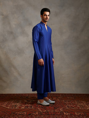 Banarasi paneled Anarkali kurta Set-imperial blue