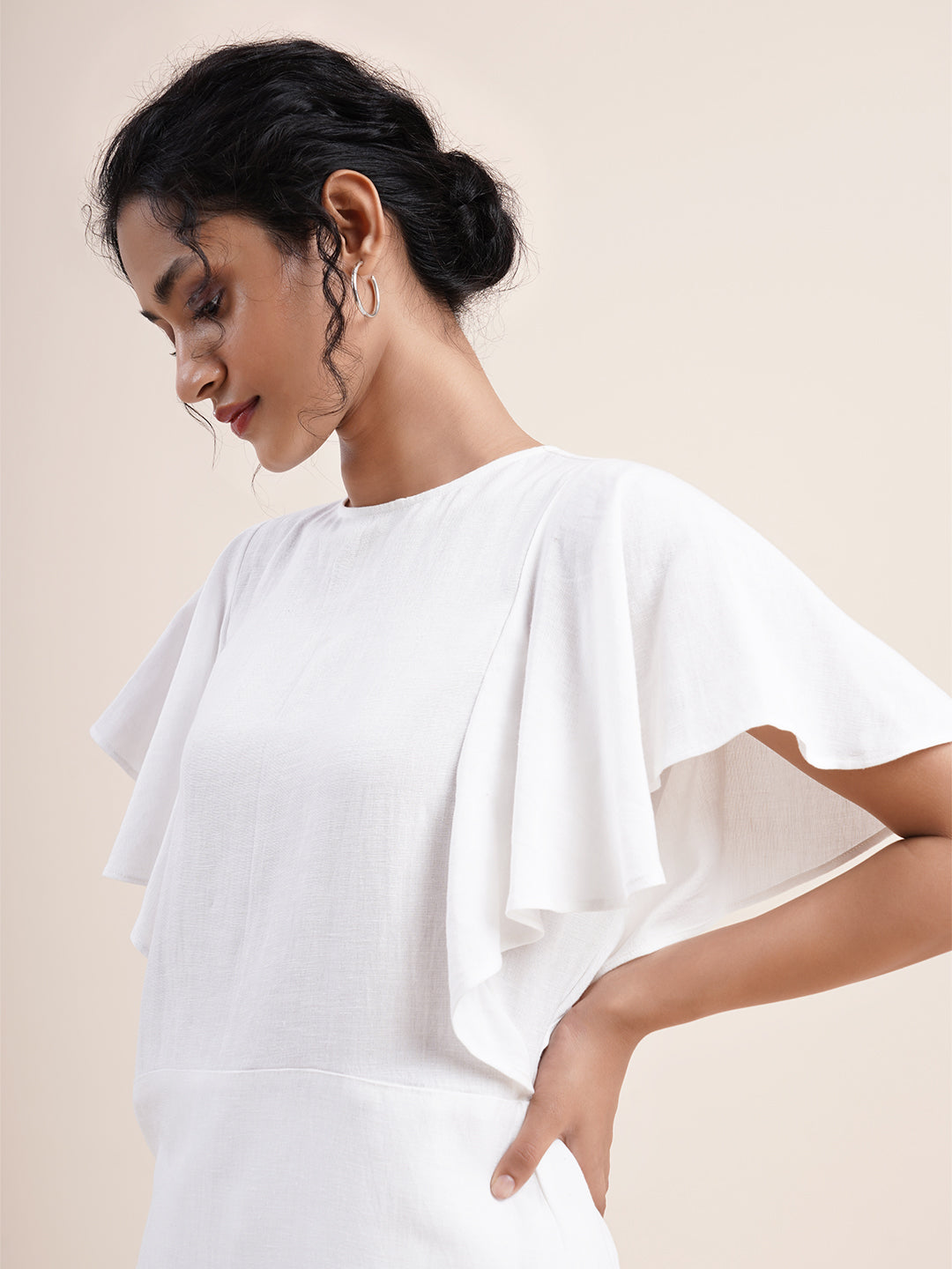 White Butterfly sleeved kurta paired with dhoti pants