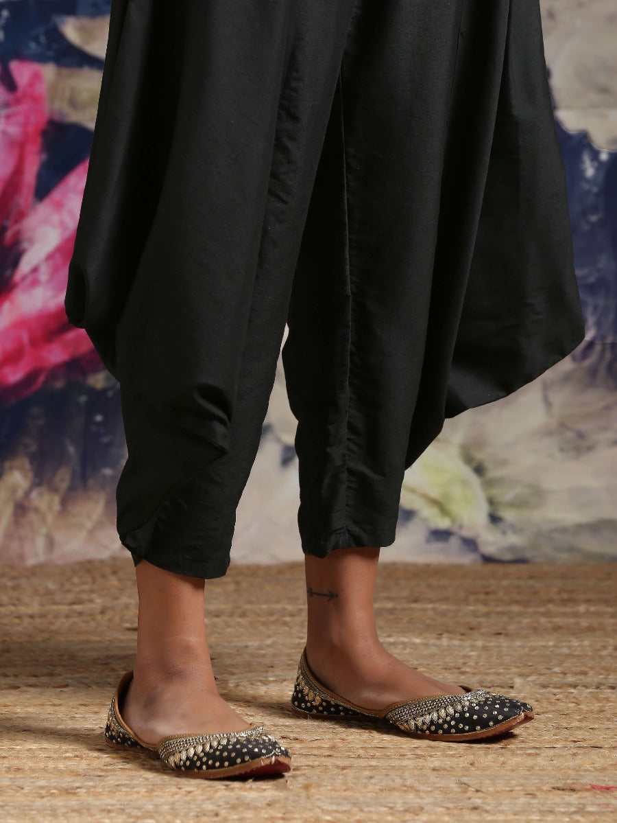 Abhishti cotton silk flared dhoti pants Black