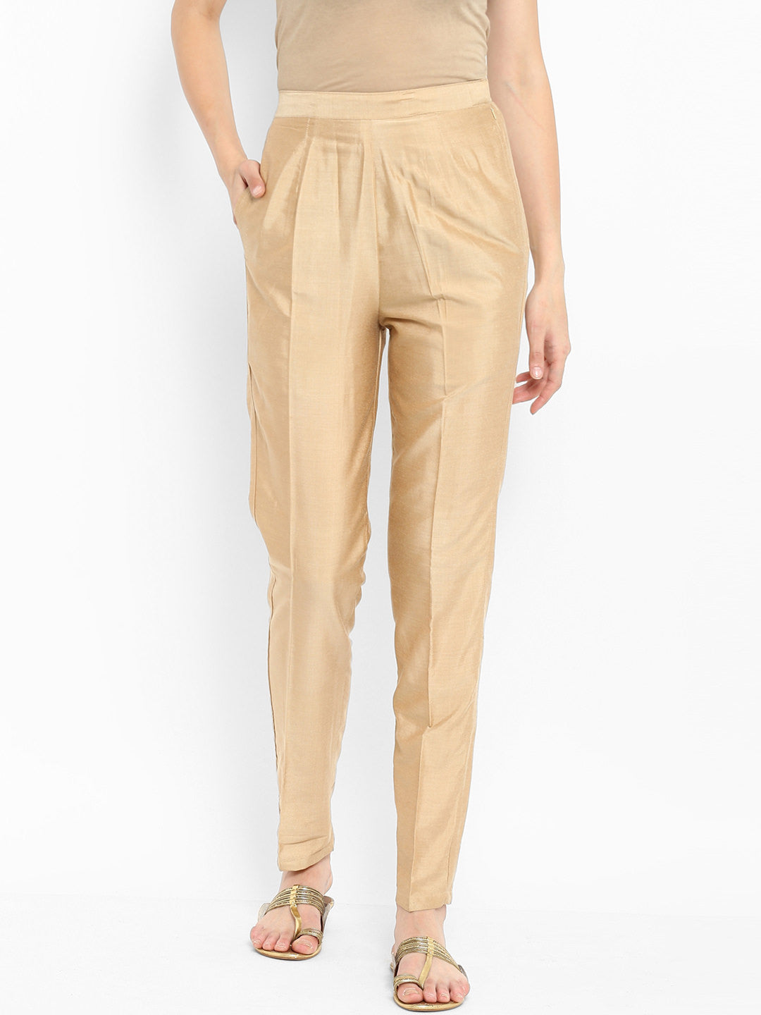 Abhishti Polysilk Straight Pants with Pockets