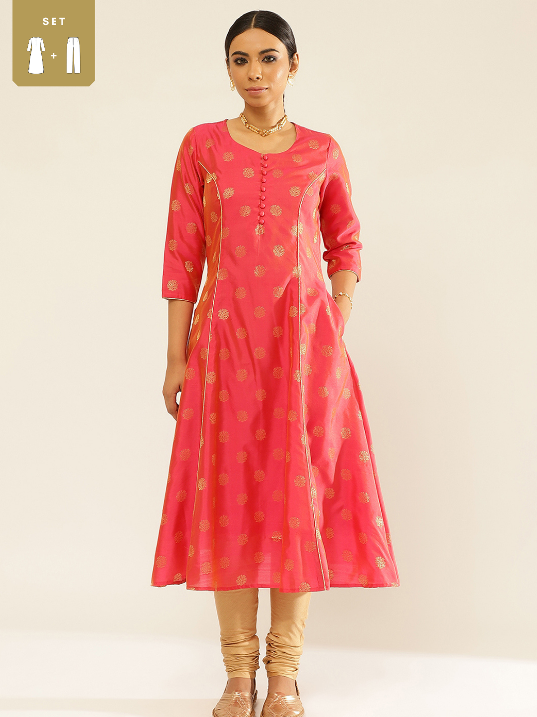 Banarasi Zari tafetta Circular Kurta with churidar