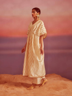 Cloud-Cream Banarasi Kaftan