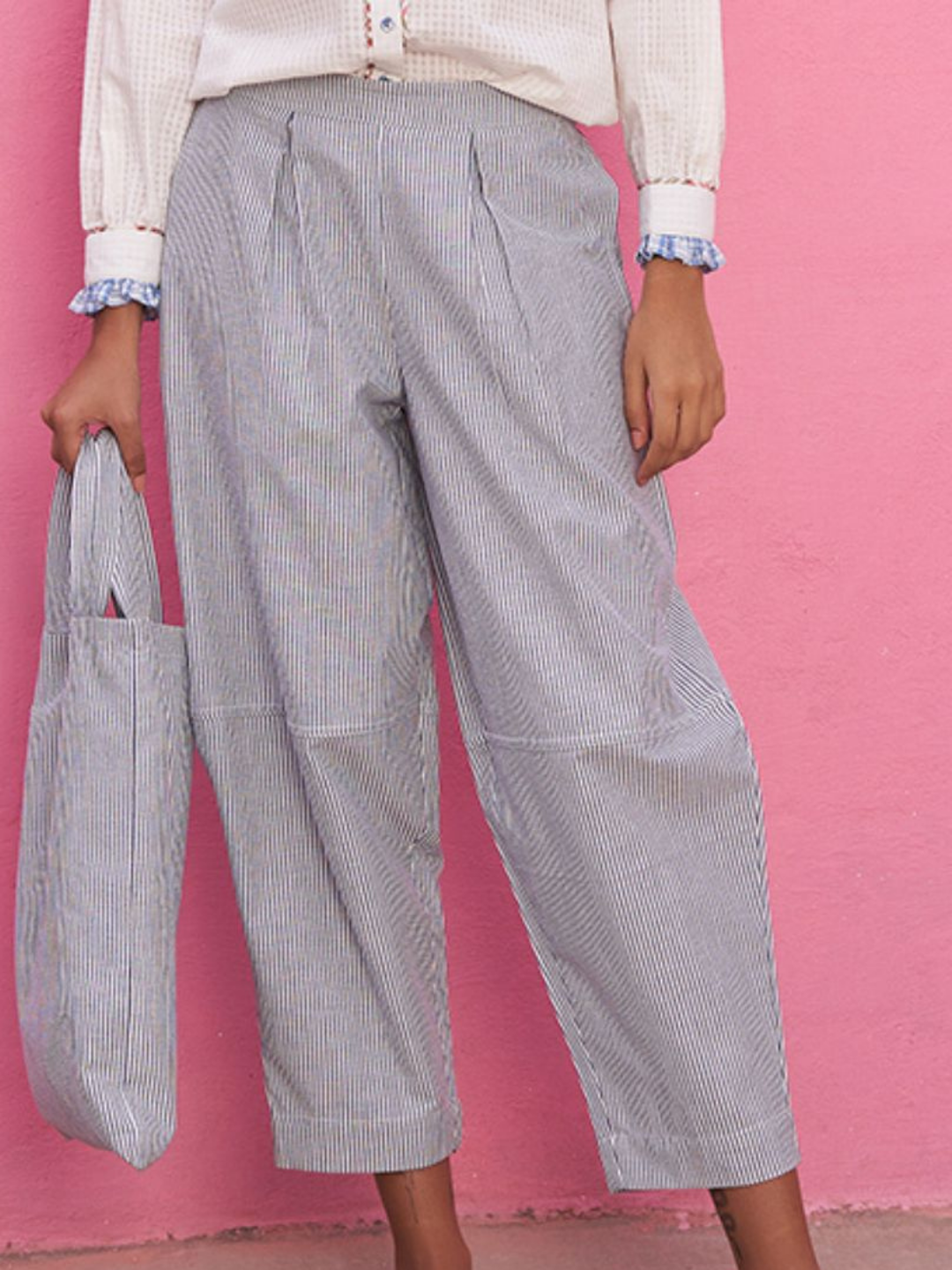 Chambray Striped Lantern Pants