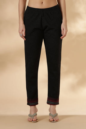 Black Geometric Motif Panel kurta Pant set