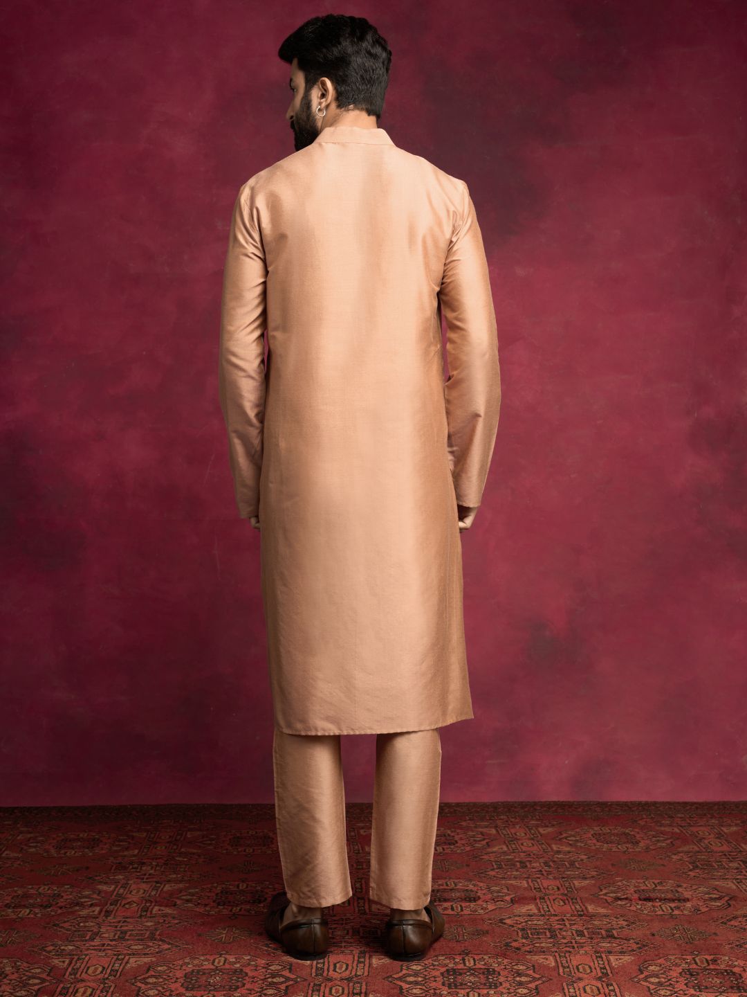 Mandarin collar Straight kurta- Coffee brown