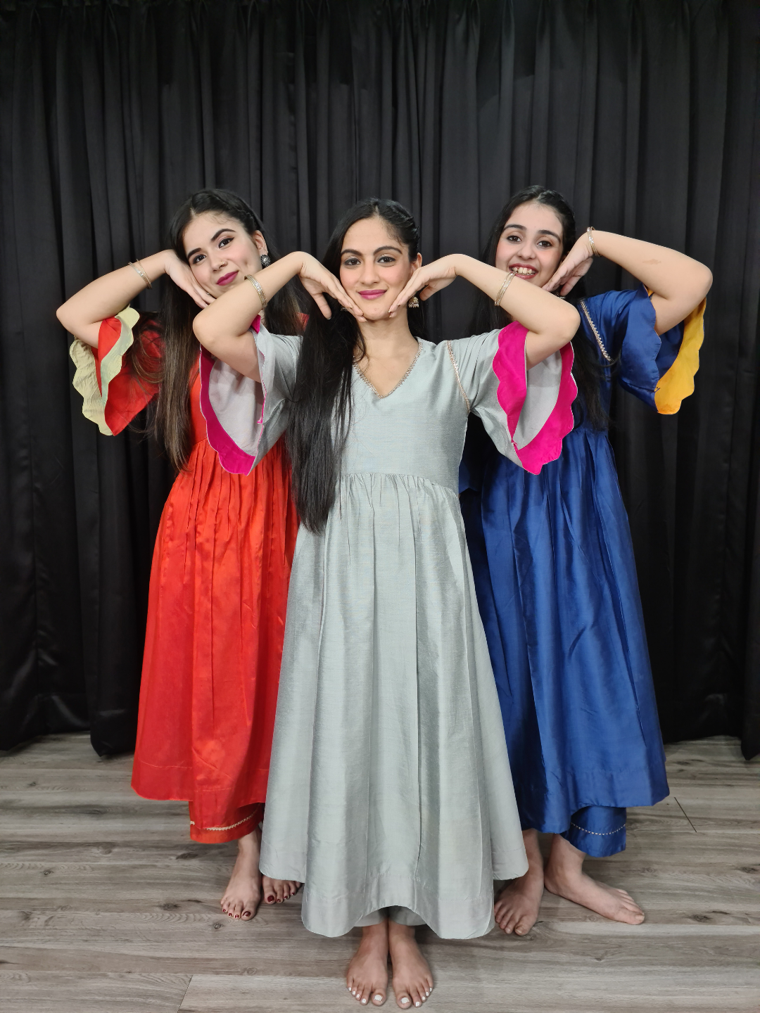 Grey Scallop Sleeves kurta Set
