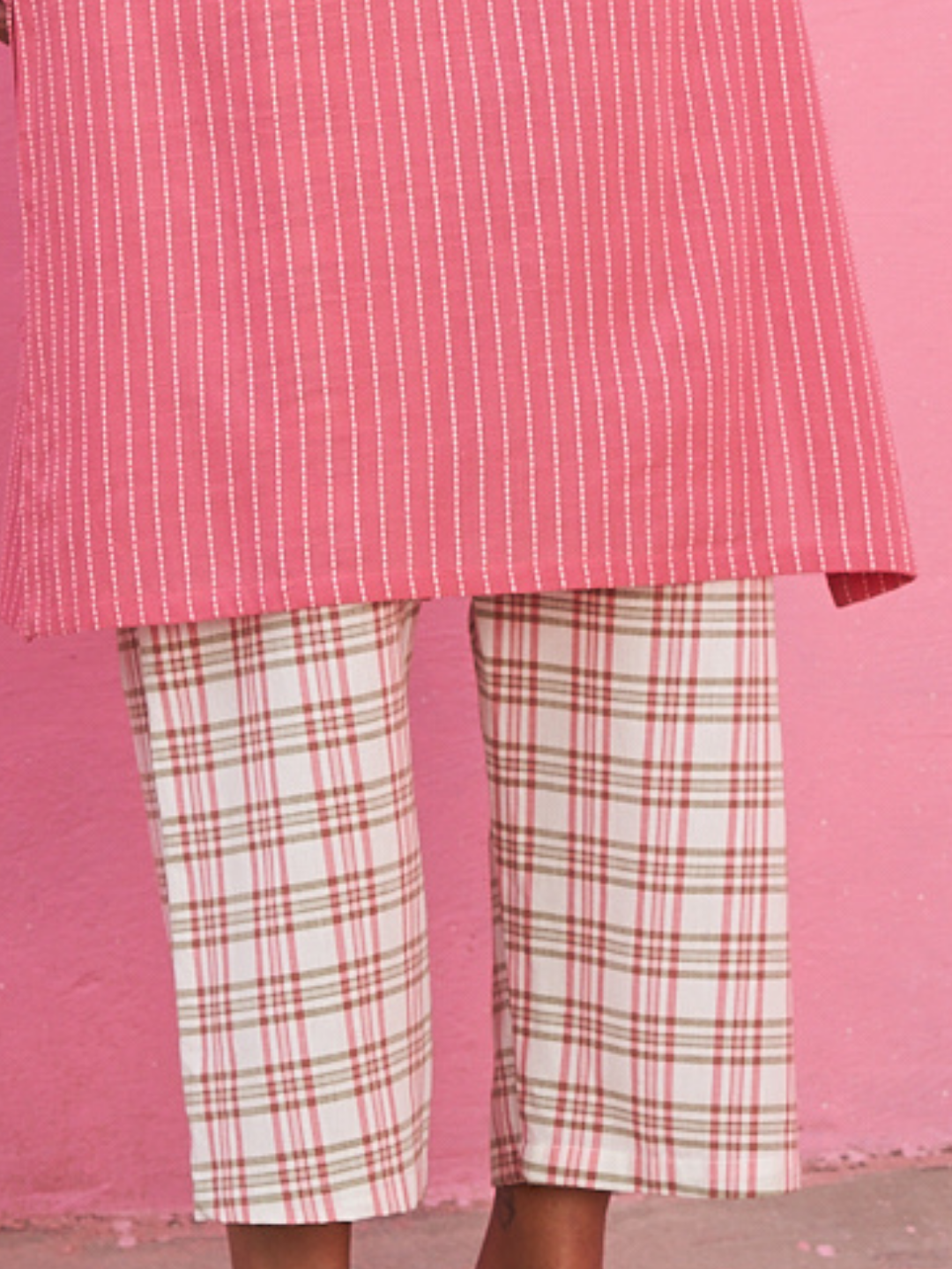 Multi-color plaid Straight Pants