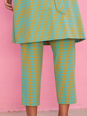 Multi-color checks straight pants