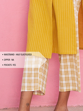 Yellow Plaid Straight Pants