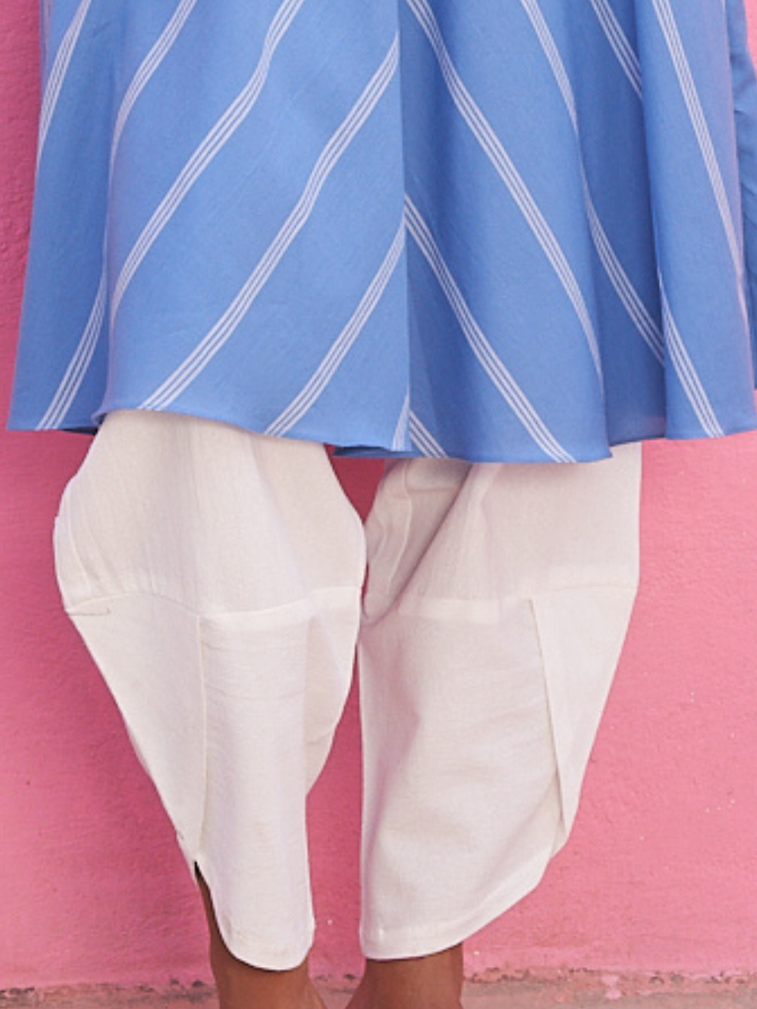 White Overlapped Hem Pants