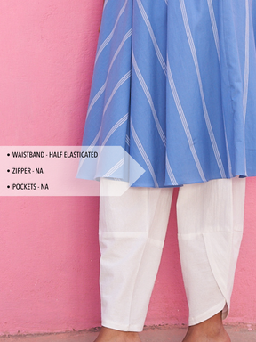 White Overlapped Hem Pants
