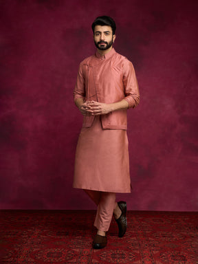 Mandarin collar Straight kurta- Rose brown