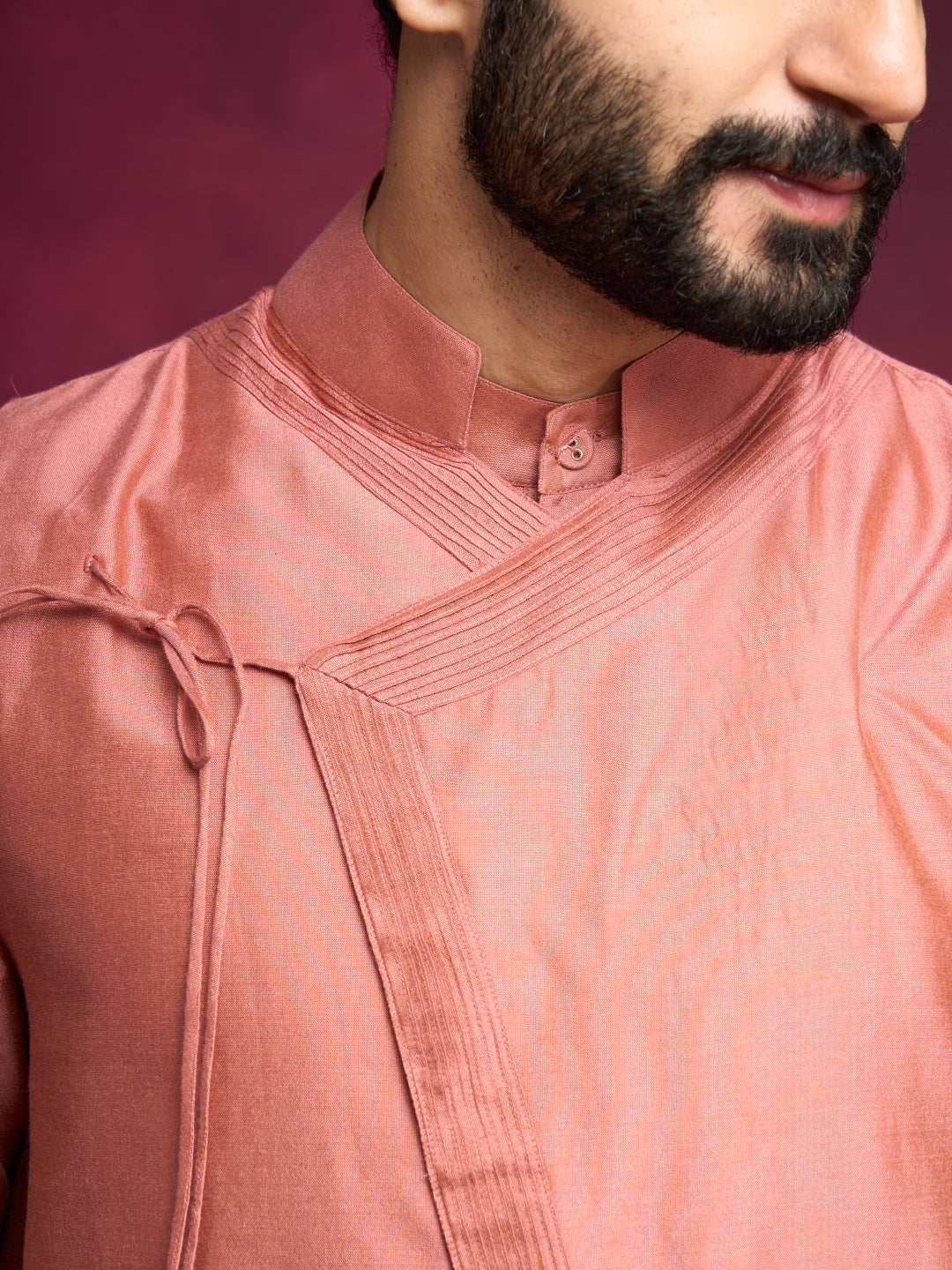 Mandarin collar Straight kurta- Rose brown