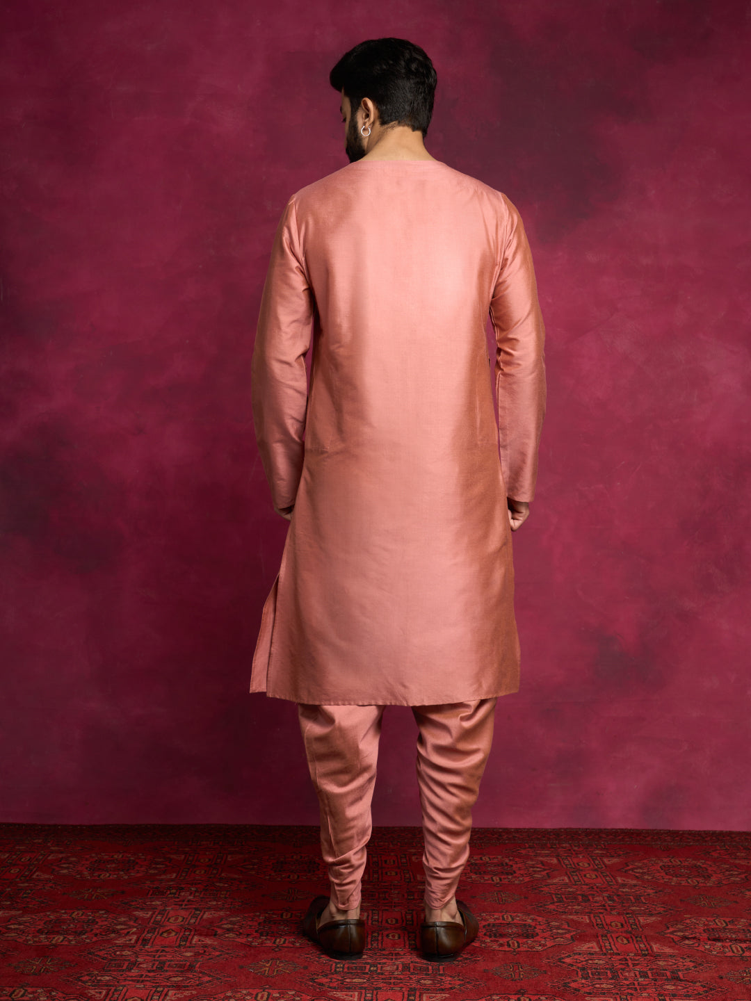 V-neck overlapped kurta- Rose brown