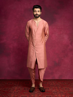 V-neck overlapped kurta- Rose brown