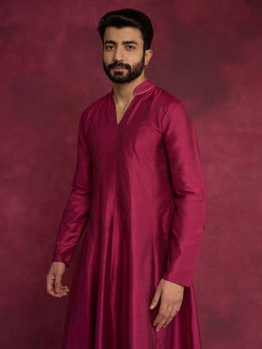 Paneled Anarkali kurta paired with  straight pants- Cabaret Pink