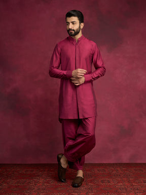 High-low hem kurta Set - Cabaret pink