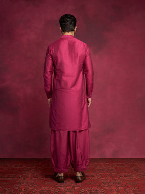 Buttoned down kurta Set - Cabaret Pink