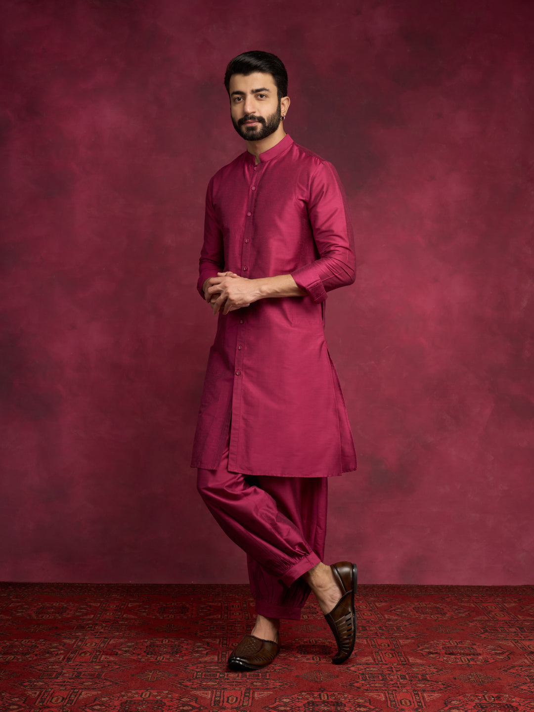 Buttoned down kurta - Cabaret Pink