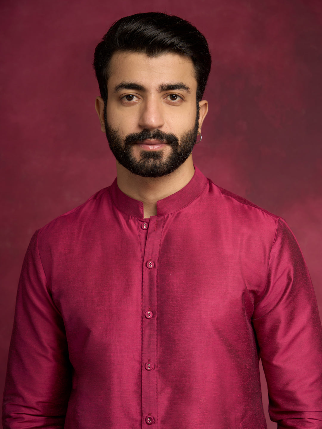 Buttoned down kurta paired with pathani pants - Cabaret Pink