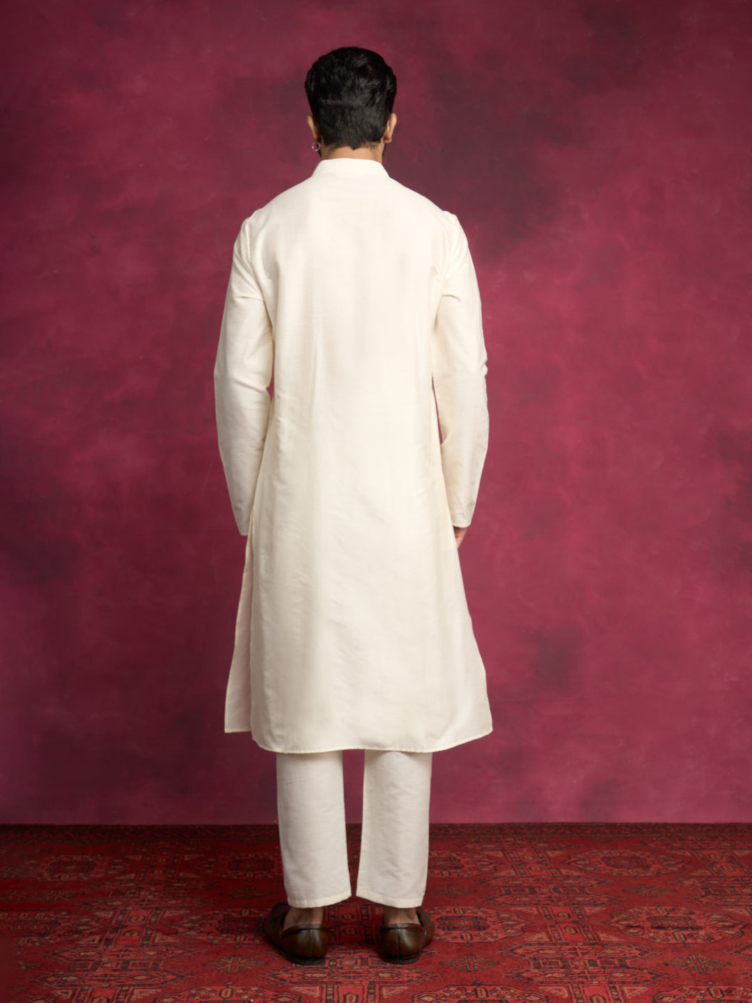 Mandarin collar Straight kurta- Ivory