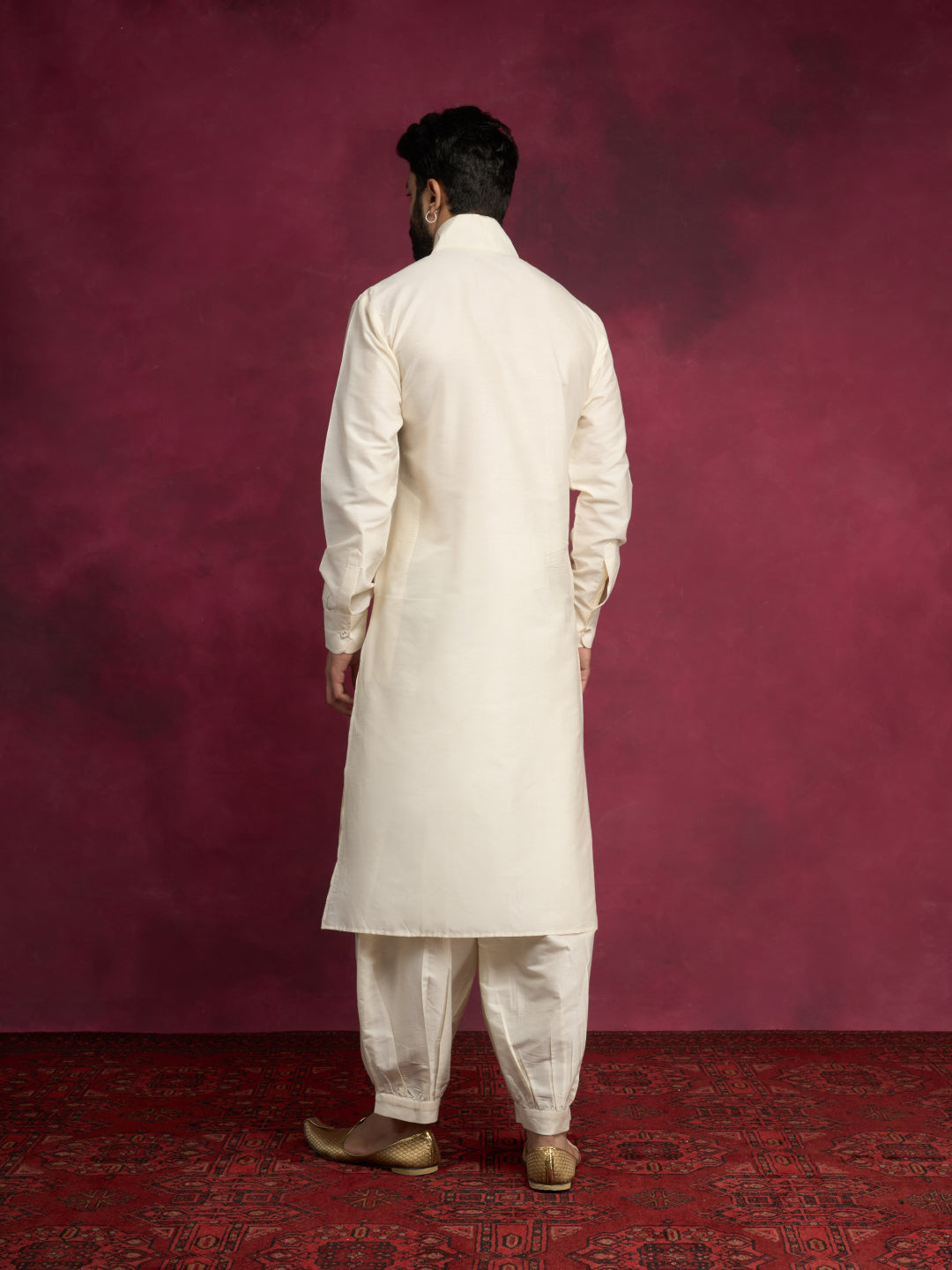Overlap asymmetrical kurta Set - Ivory