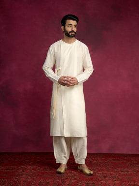 Side tie-up kurta Set - Ivory