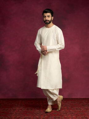 Side tie-up kurta Set - Ivory