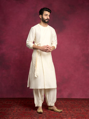 Side tie-up kurta Set - Ivory