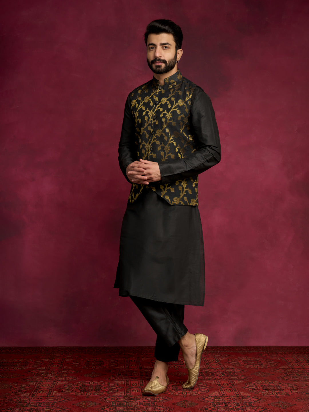 Circular neck Straight kurta- Rich black