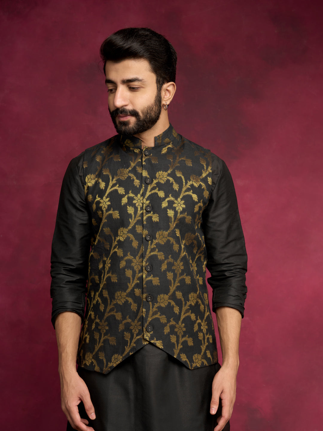 Circular neck Straight kurta- Rich black