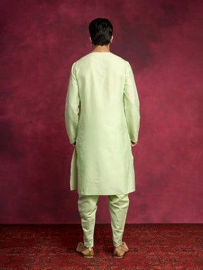 V-neck overlapped kurta Set - Pistachio green