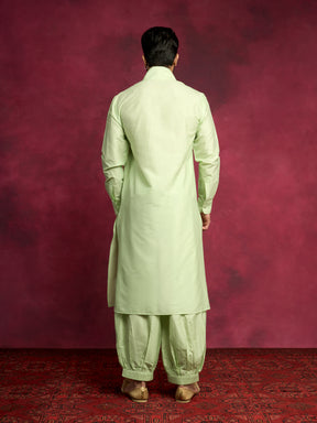 Overlap asymmetrical kurta-  Pistachio green