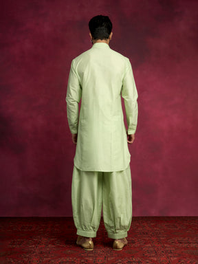 High-low hem kurta - Pistachio green