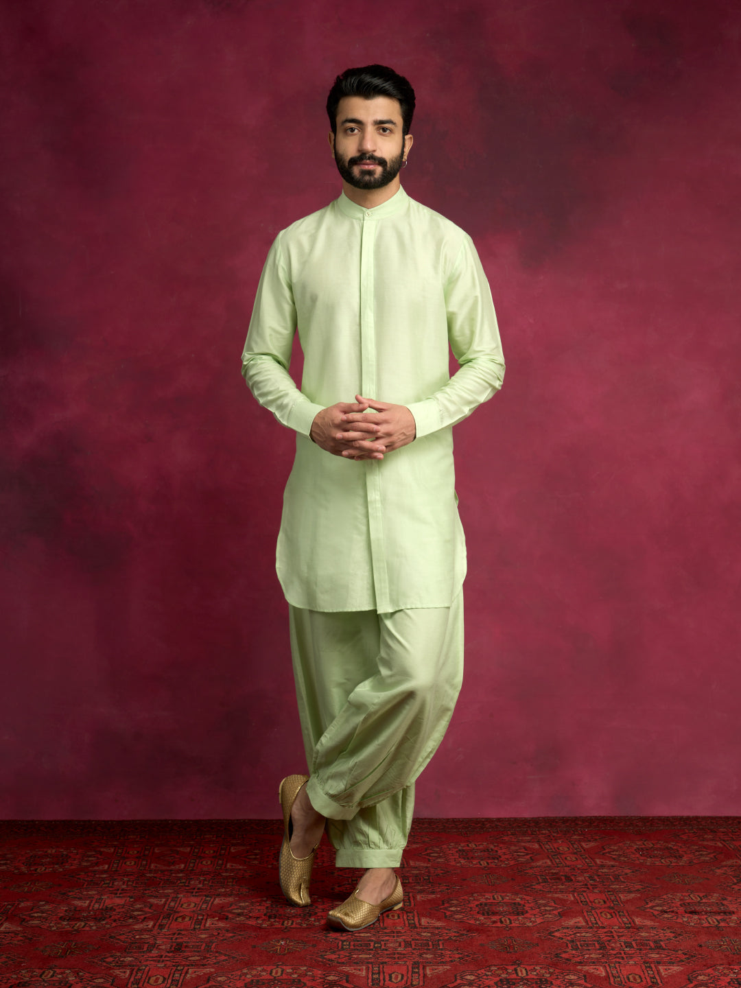 High-low hem kurta - Pistachio green