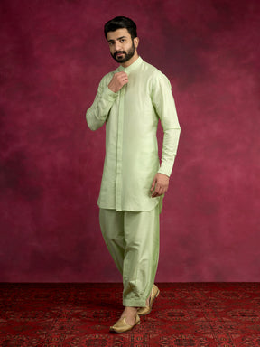 High-low hem kurta - Pistachio green