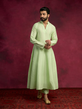 Paneled Anarkali kurta- Pistachio Green