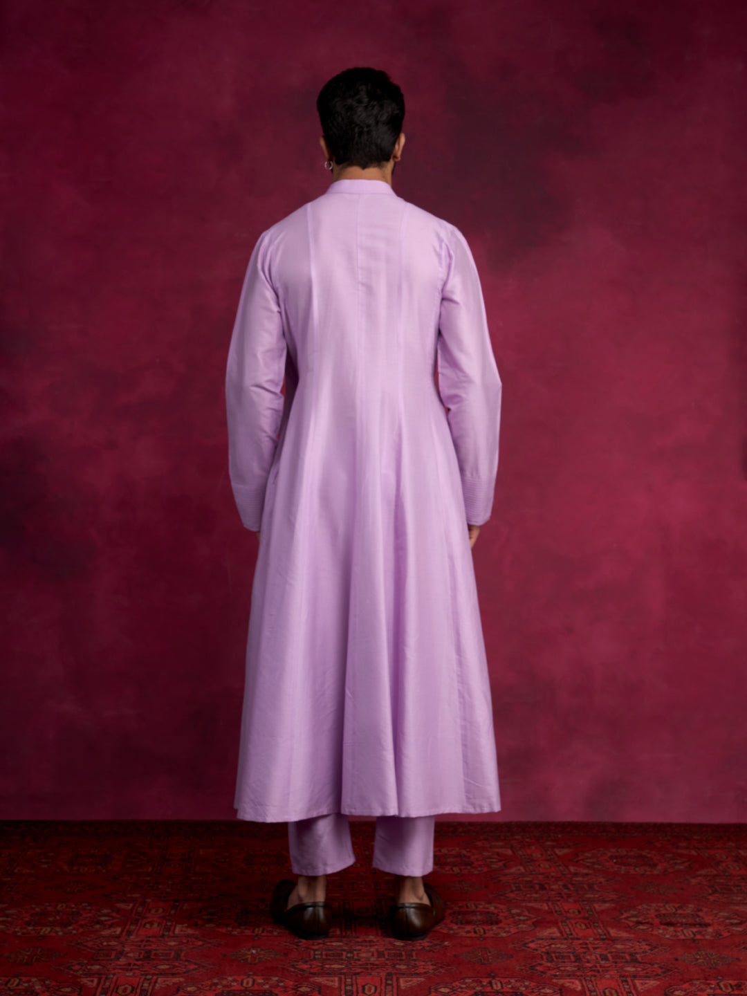 Paneled angrakha kurta Set - Lavender