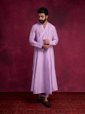 Paneled angrakha kurta Set - Lavender