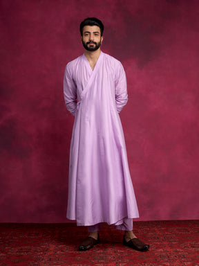 Paneled angrakha kurta Set - Lavender